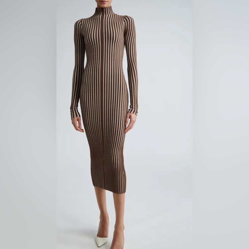 NWT INTERIOR RIB KNIT BODY-CON MIDI DRESS L. $880